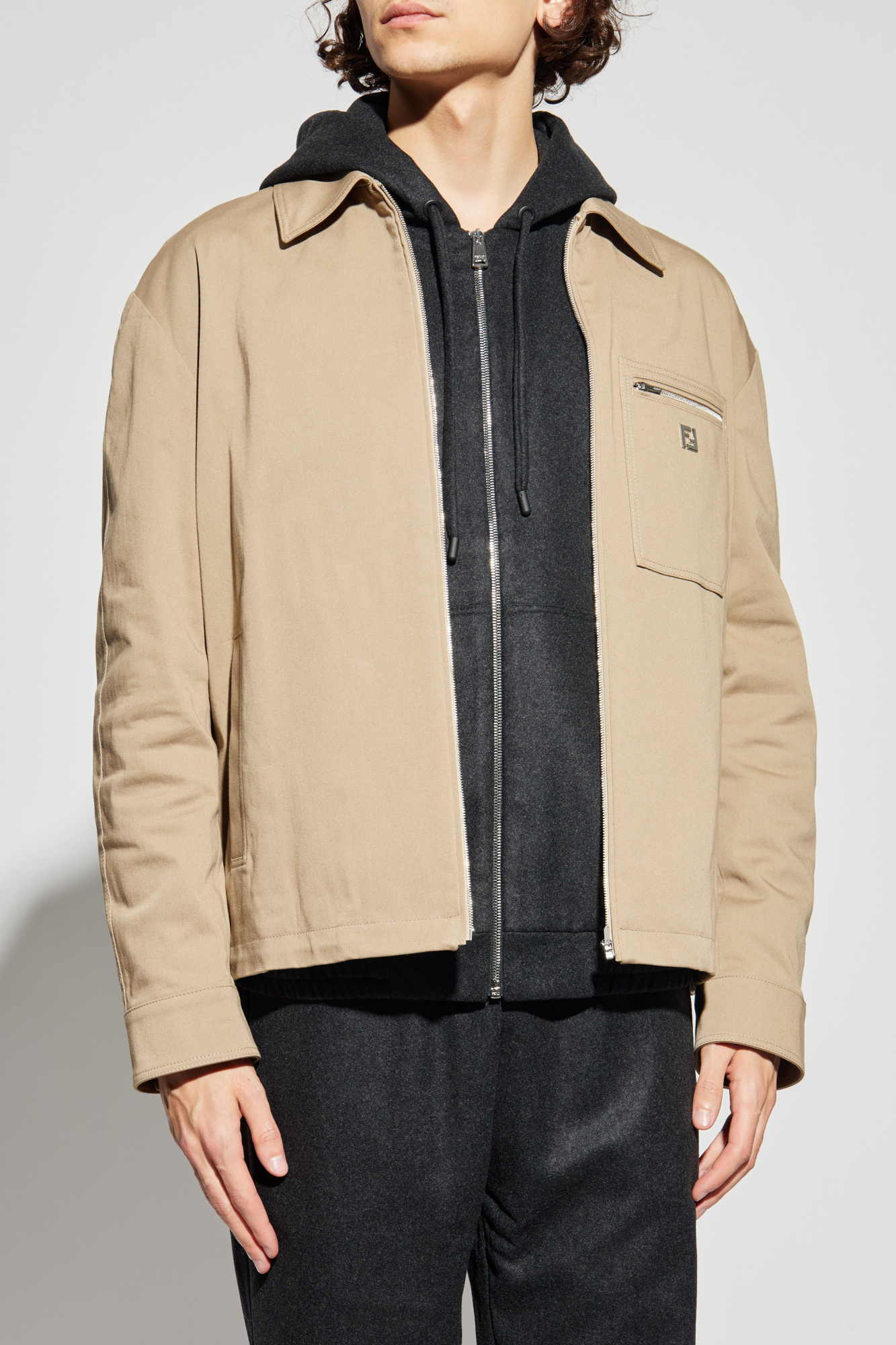 アウターその他 FENDI BEIGE COTTON CASUAL JACKET Fendi Cotton jacket with logo | Men's | Vitkac